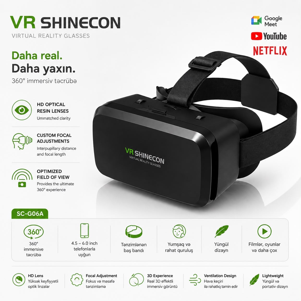 VR SHINECON SC-G06A virtual reallıq eynəyi