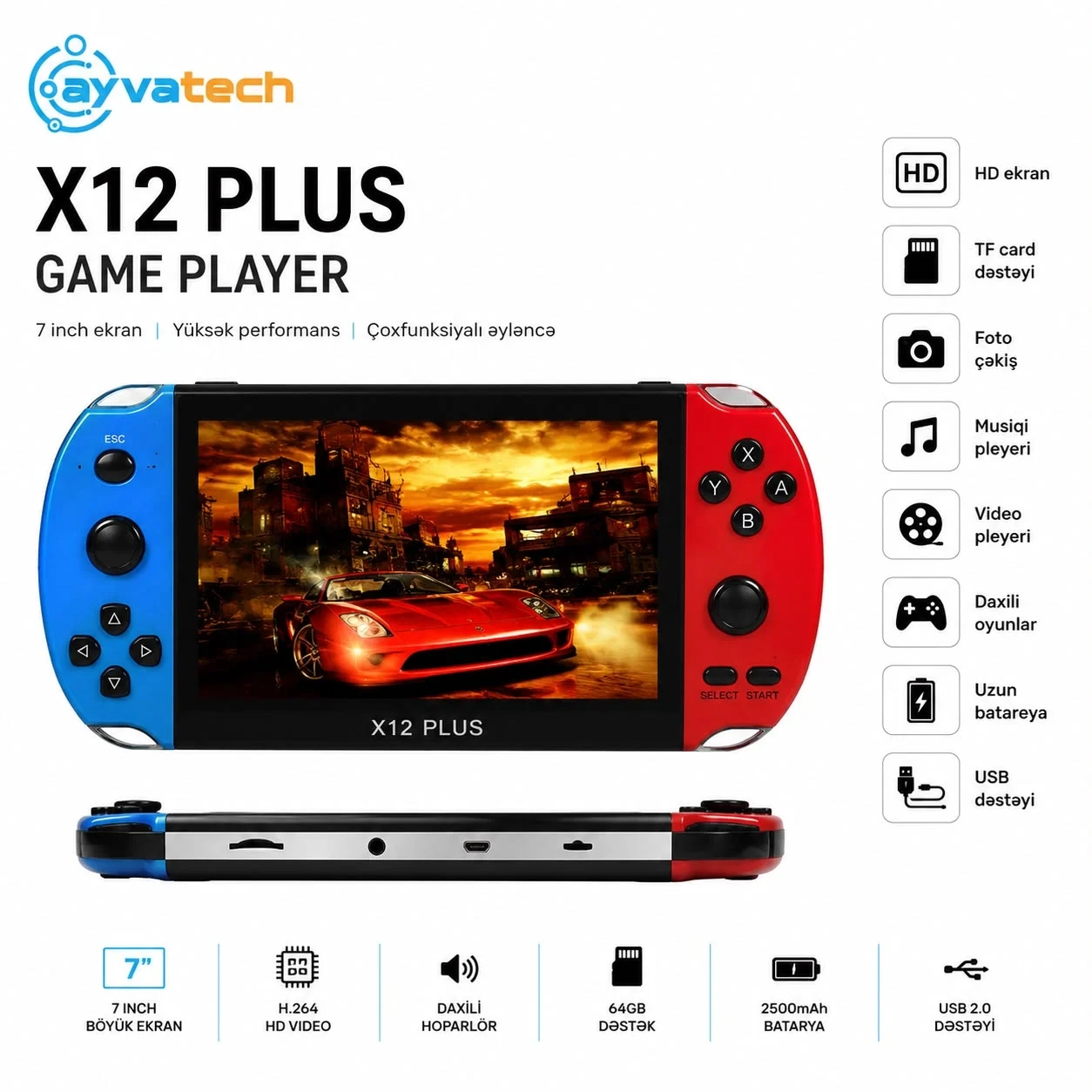 X12 Plus portativ oyun konsolu – 7